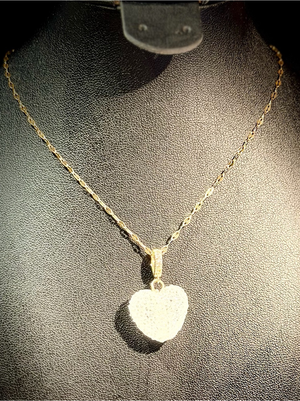 Gold Heart Pendant Necklace with Sparkling Crystal Accent - Women Jewelry